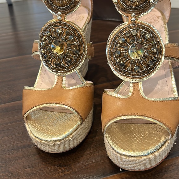 Vince Camuto TORTA Leather Wedge Sandals Size 6.5 - Picture 4 of 9